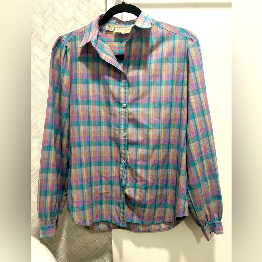 Colorful 80’s Stuart Lang Plaid Button-Up Shirt